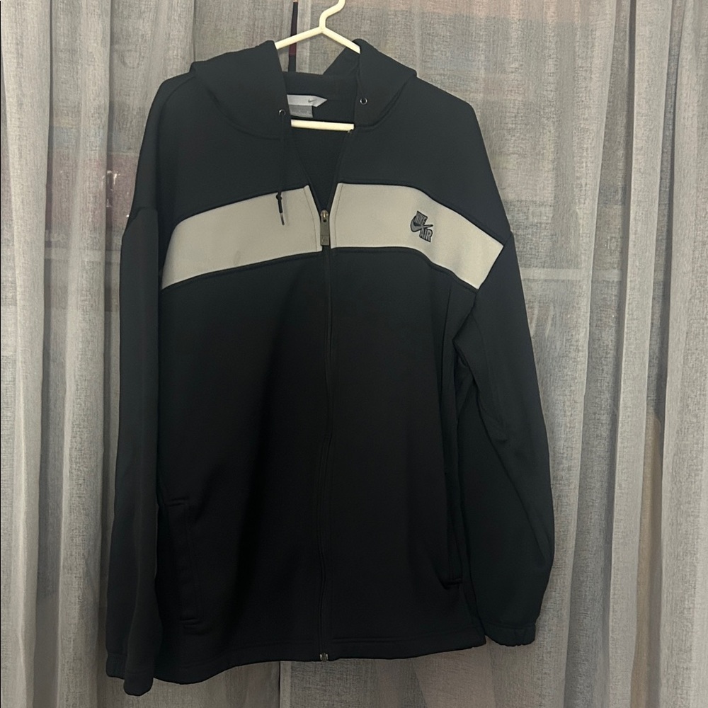 Nike Black Windbreaker with Gray Stripe